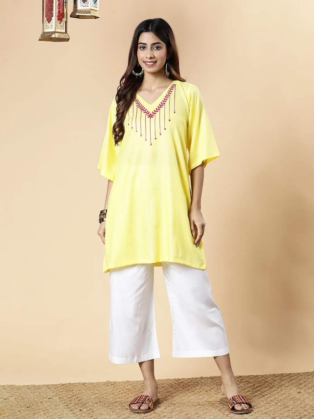 Lemon Rayon Kurti - Rays