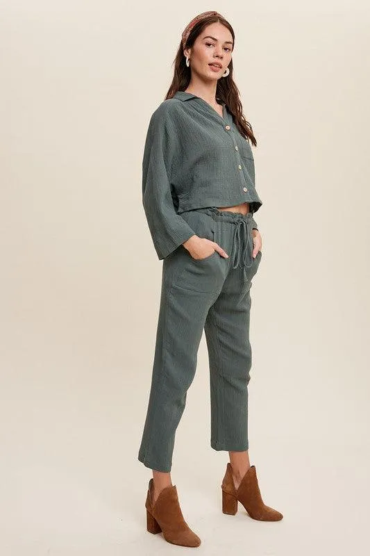 Long Sleeve Button Down and Long Pants Sets