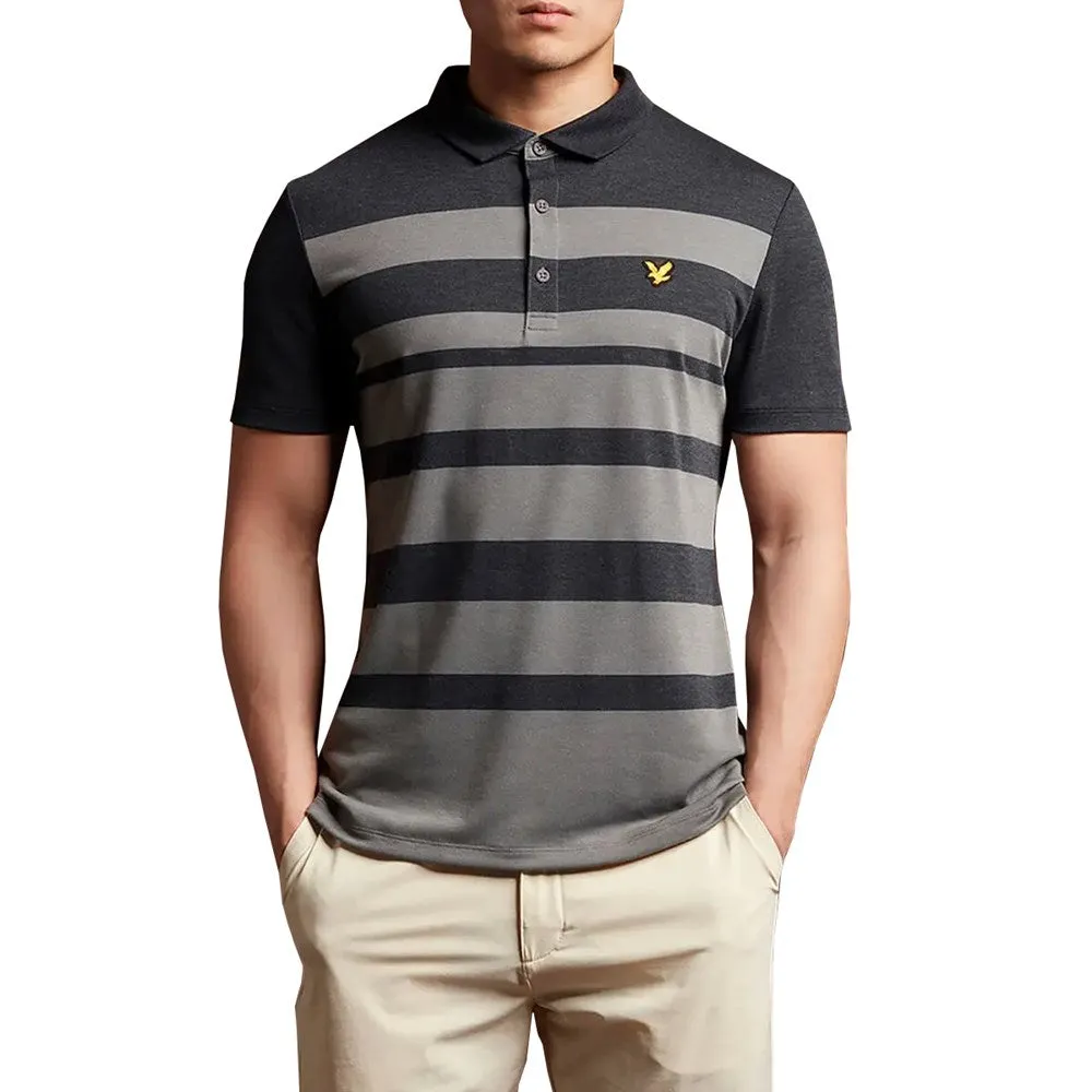 Lyle & Scott Lightweight Wide Stripe Polo - True Black