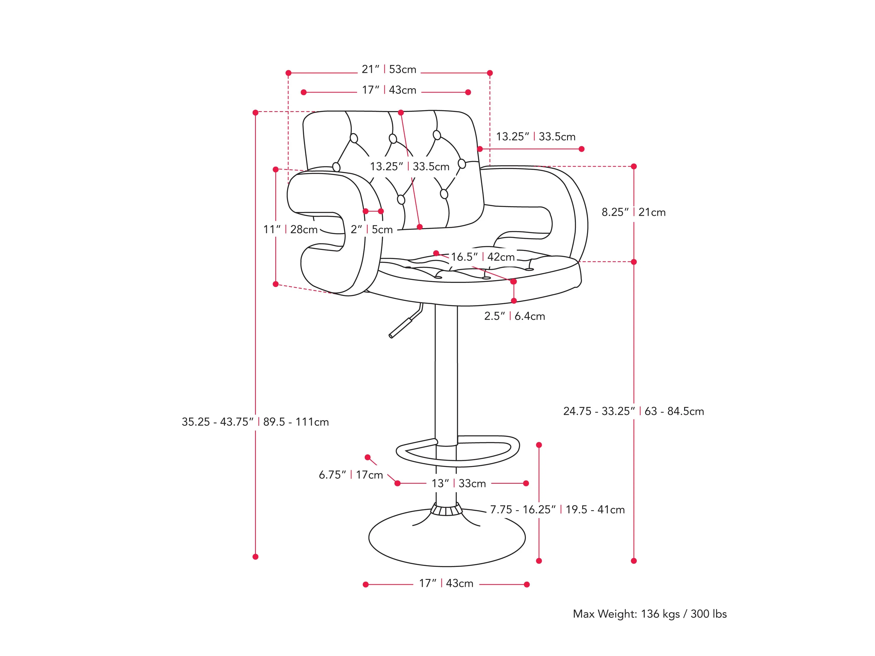 Medium Grey Bar Stools with Arms, Set of 2