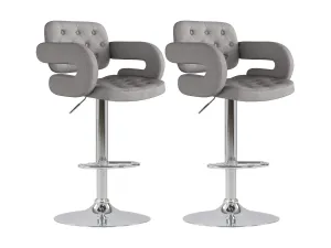 Medium Grey Bar Stools with Arms, Set of 2