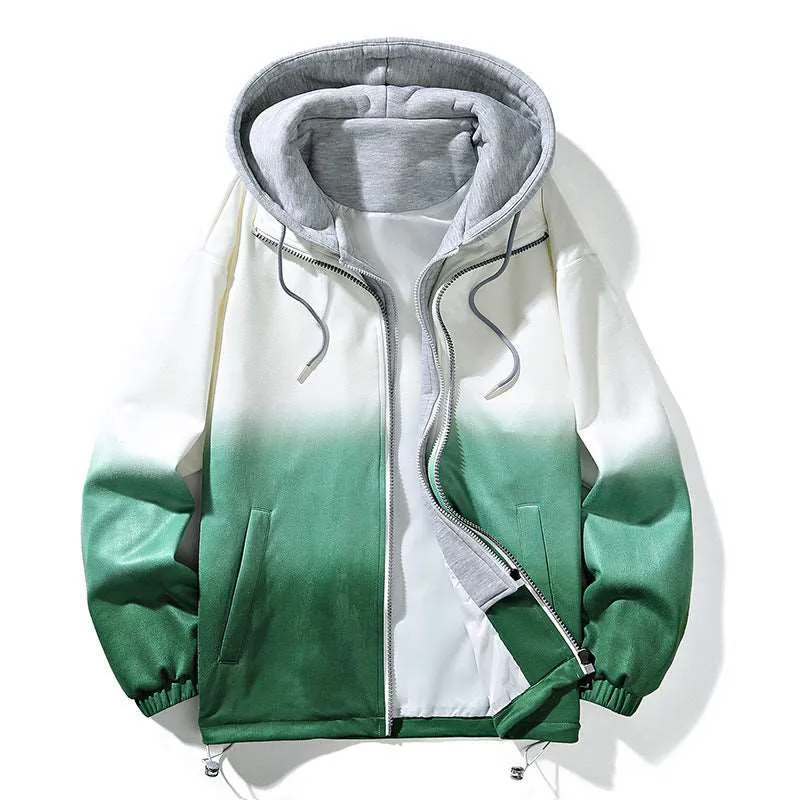 Men's Casual Loose-fitting Gradient Hoodie Jacket