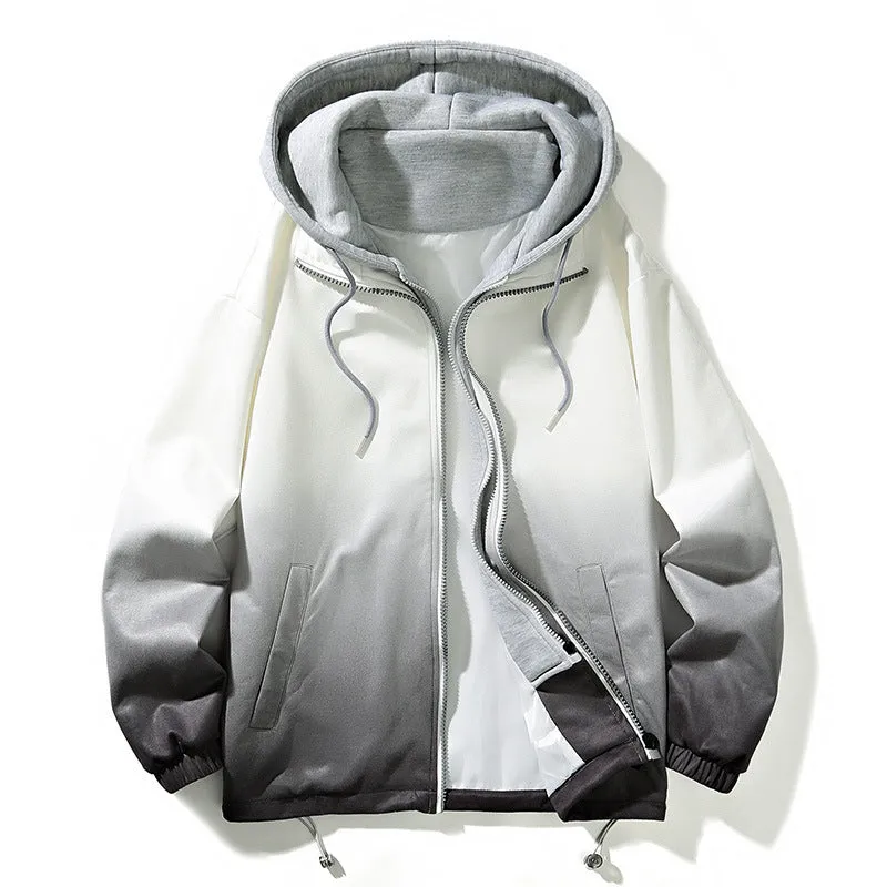 Men's Casual Loose-fitting Gradient Hoodie Jacket