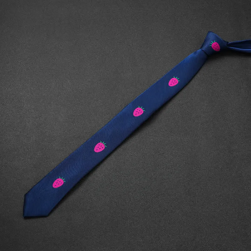 Men's Casual Small Strawberry Embroidery Necktie