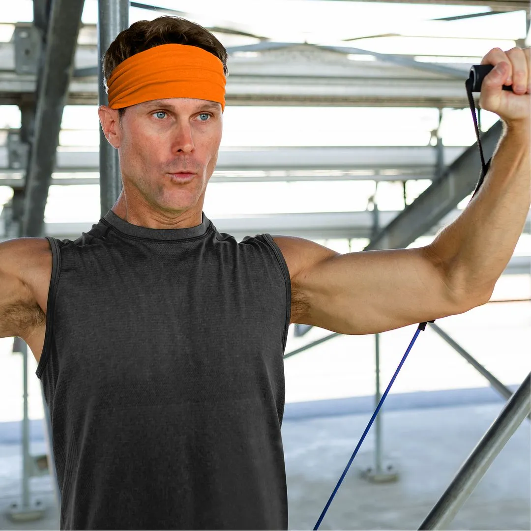 Men's Headbands Cotton Jersey 5" Wide Sports Fitness Yoga Made in the USA Tangerine