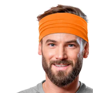 Men's Headbands Cotton Jersey 5" Wide Sports Fitness Yoga Made in the USA Tangerine