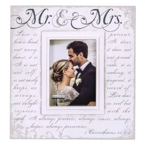 Mr. & Mrs. Corinthian Scripts 5x7 Wood Picture Frame