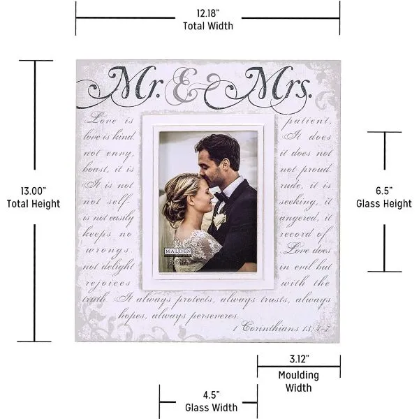 Mr. & Mrs. Corinthian Scripts 5x7 Wood Picture Frames - 4 Pack