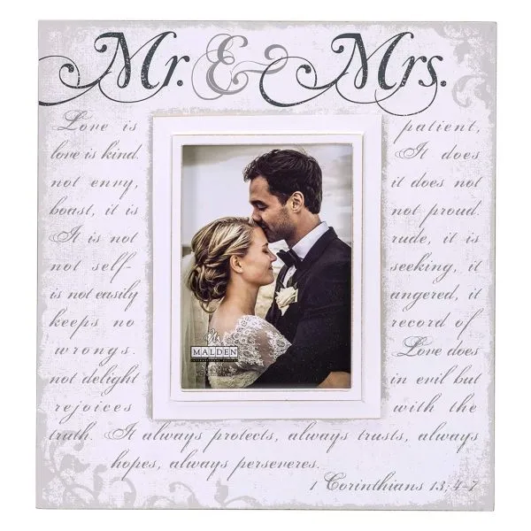 Mr. & Mrs. Corinthian Scripts 5x7 Wood Picture Frames - 4 Pack