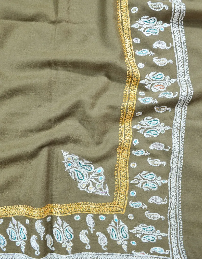 natural tilla embroidery pashmina shawl 8606