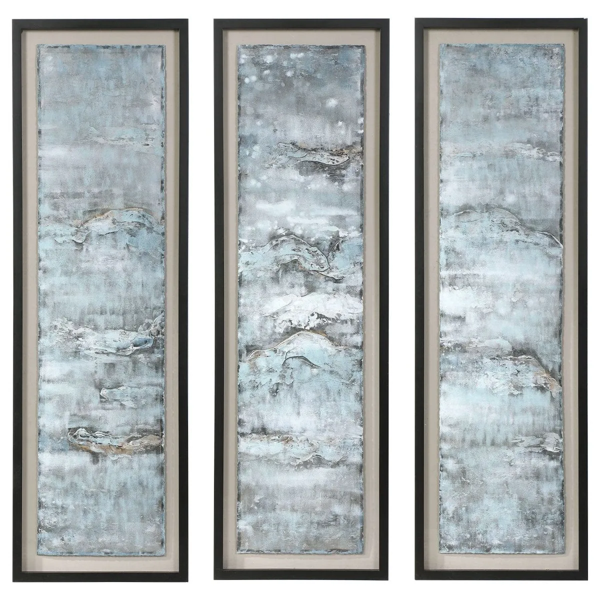 Ocean Swell Painted Metal Art, S/3