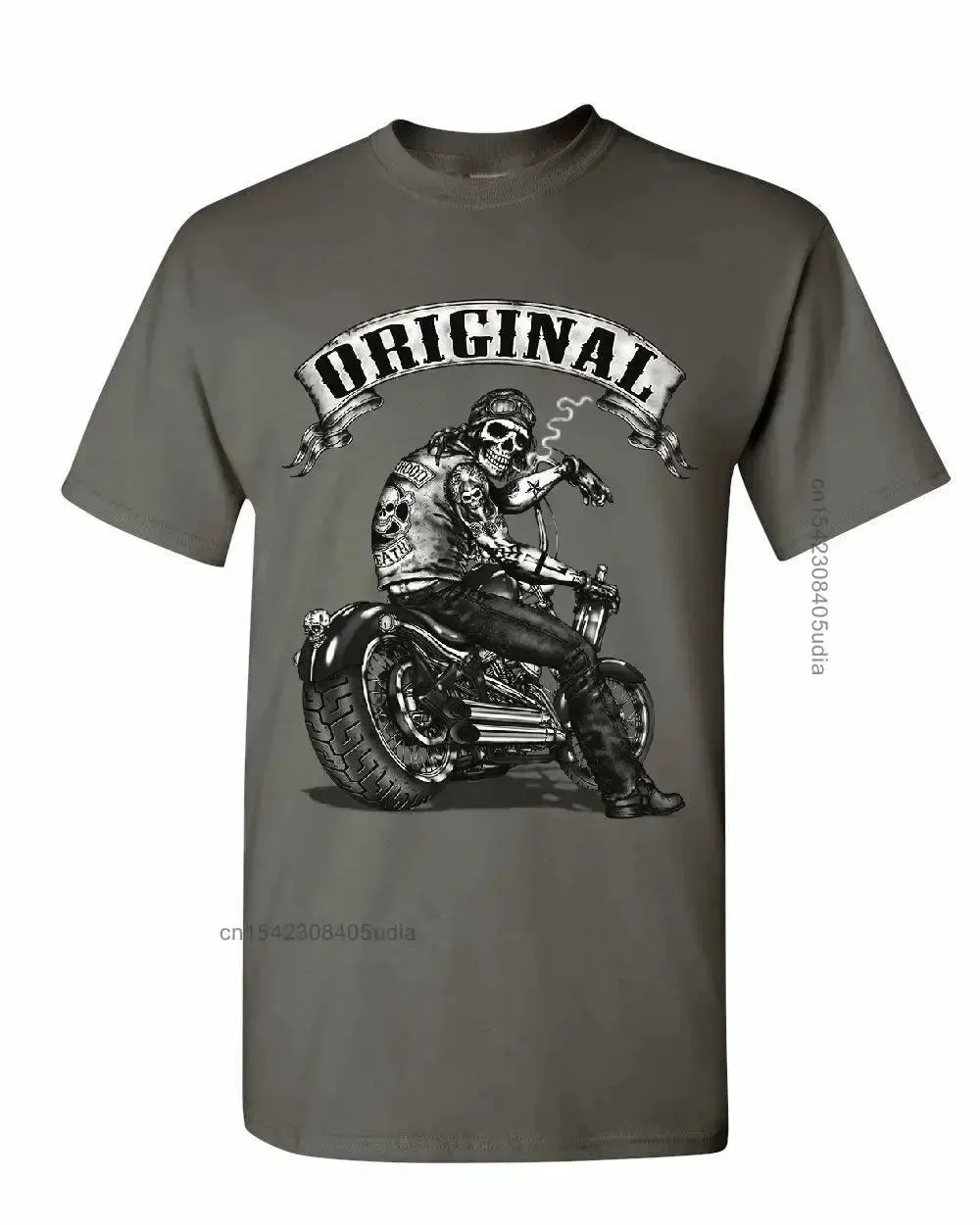 Original Biker Skull T-Shirts Ride or Die Route 66 Motorcycle Mc New T Shirt Men Summer Design T Shirt