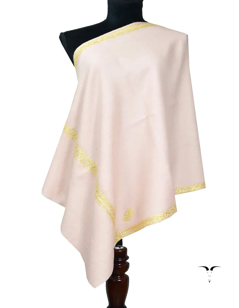 peach tilla embroidery pashmina stole 8097