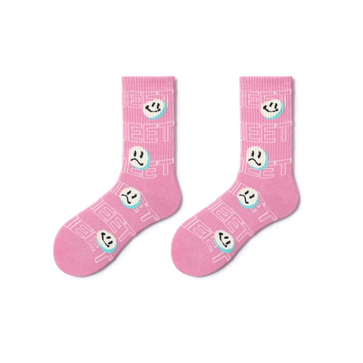 Pink Crush All-season Unisex 5pcs Crew Socks Set