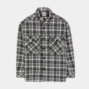 Plaid Oversized Shacket Mens Jacket (Grey/Black)