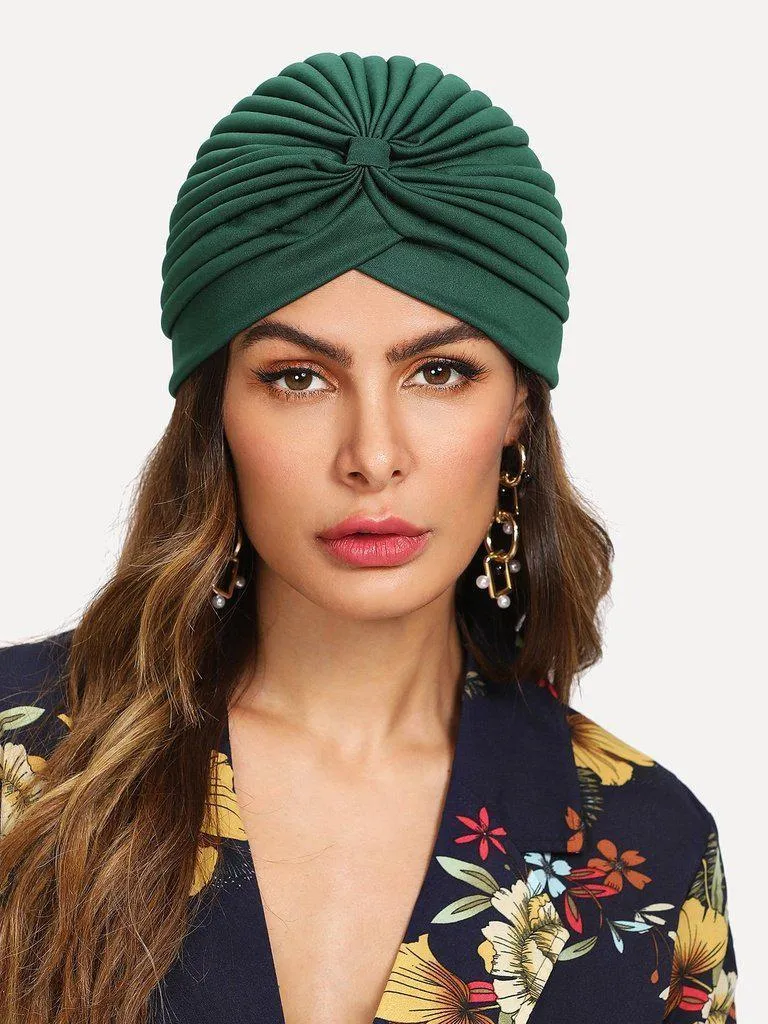 Pleated Plain Turban Hat