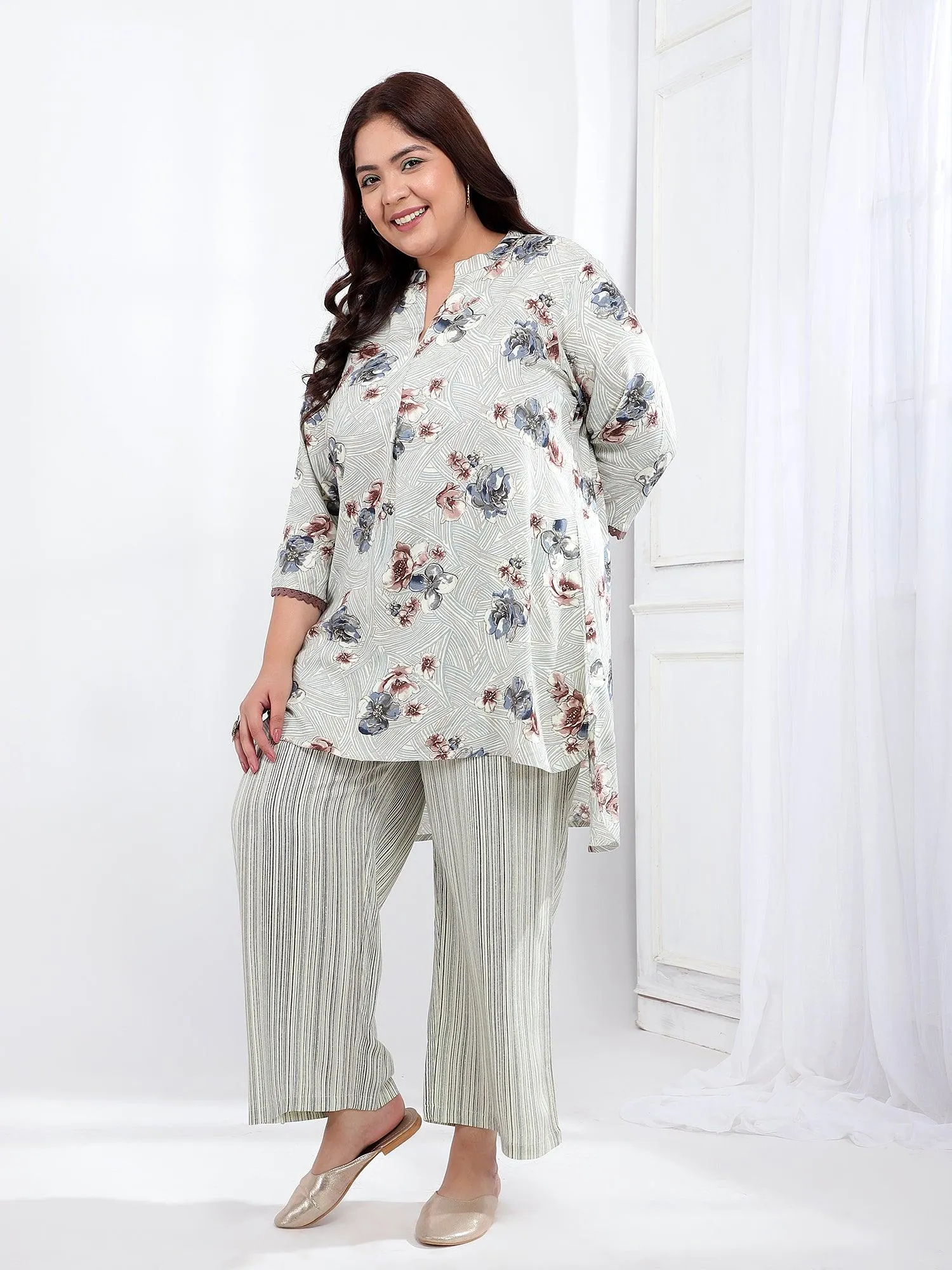 Plus Size Printed Liva Co-Ord Set