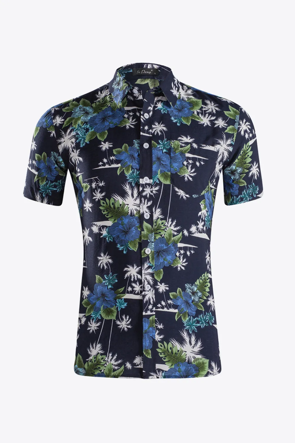 Printed Short Sleeve Collared Vacation Shirt