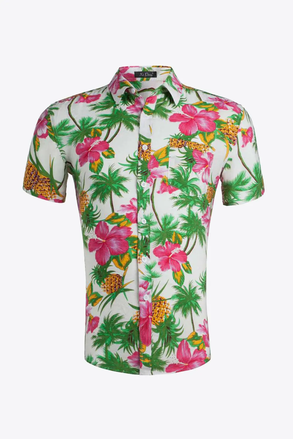 Printed Short Sleeve Collared Vacation Shirt