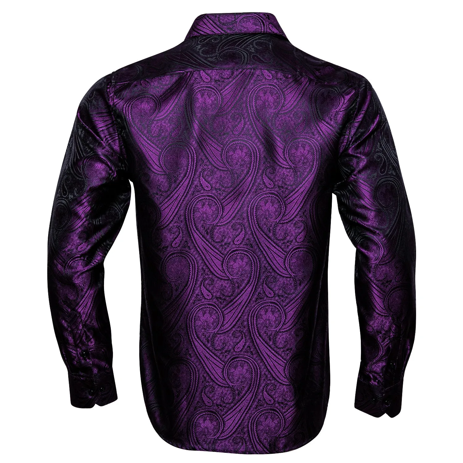 Purple Paisley Silk Men's Long Sleeve Shirt