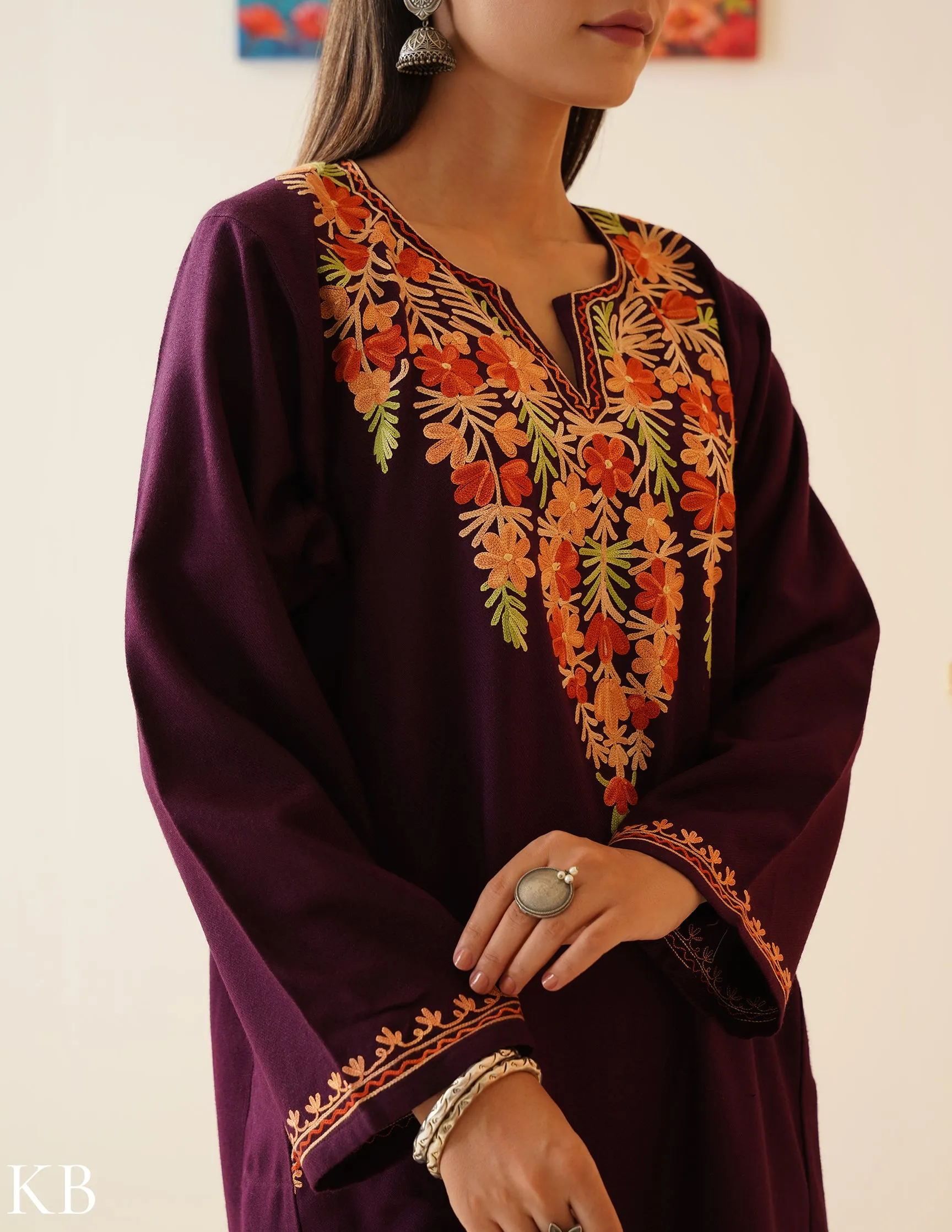 Rang-e-Khizan Deep Plum Aari Phiran