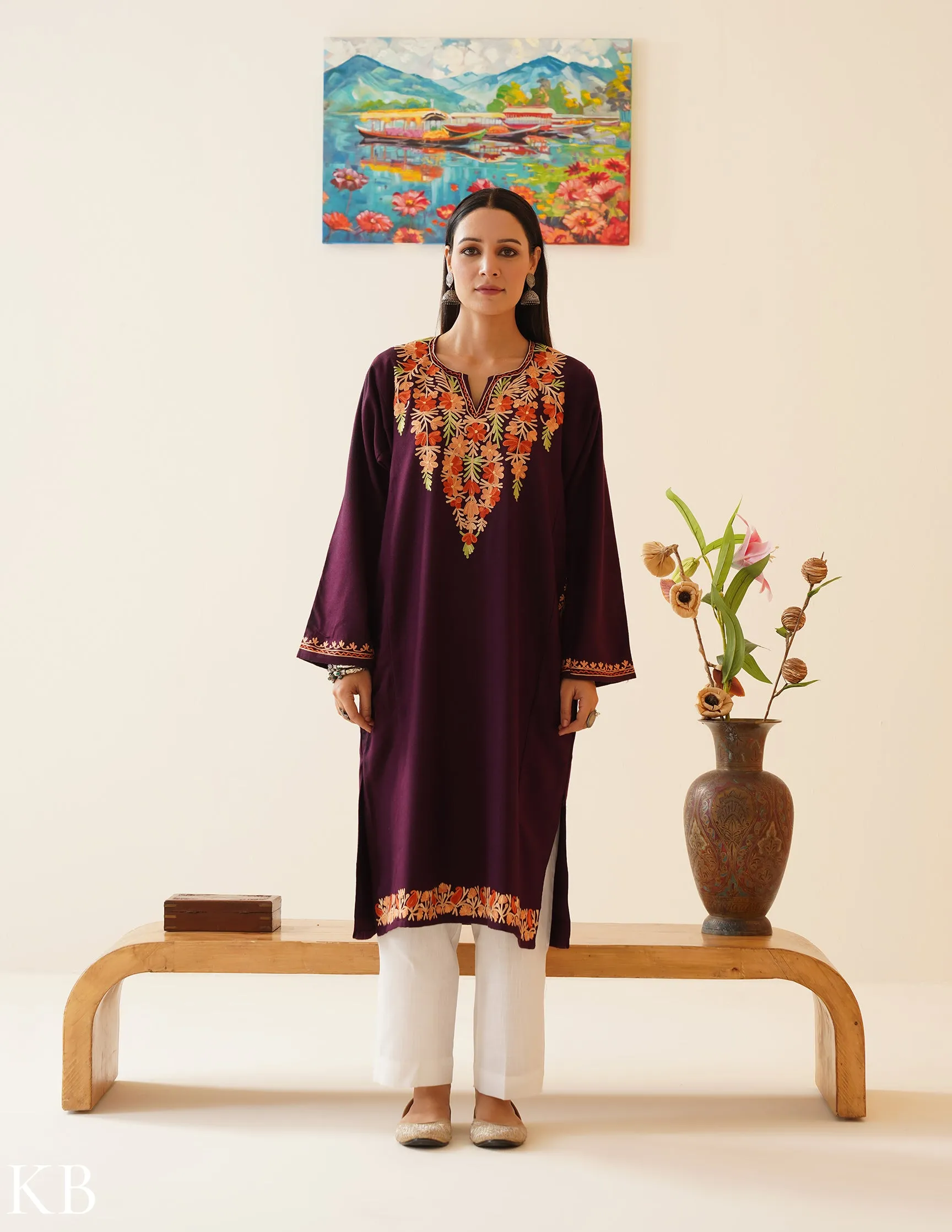 Rang-e-Khizan Deep Plum Aari Phiran