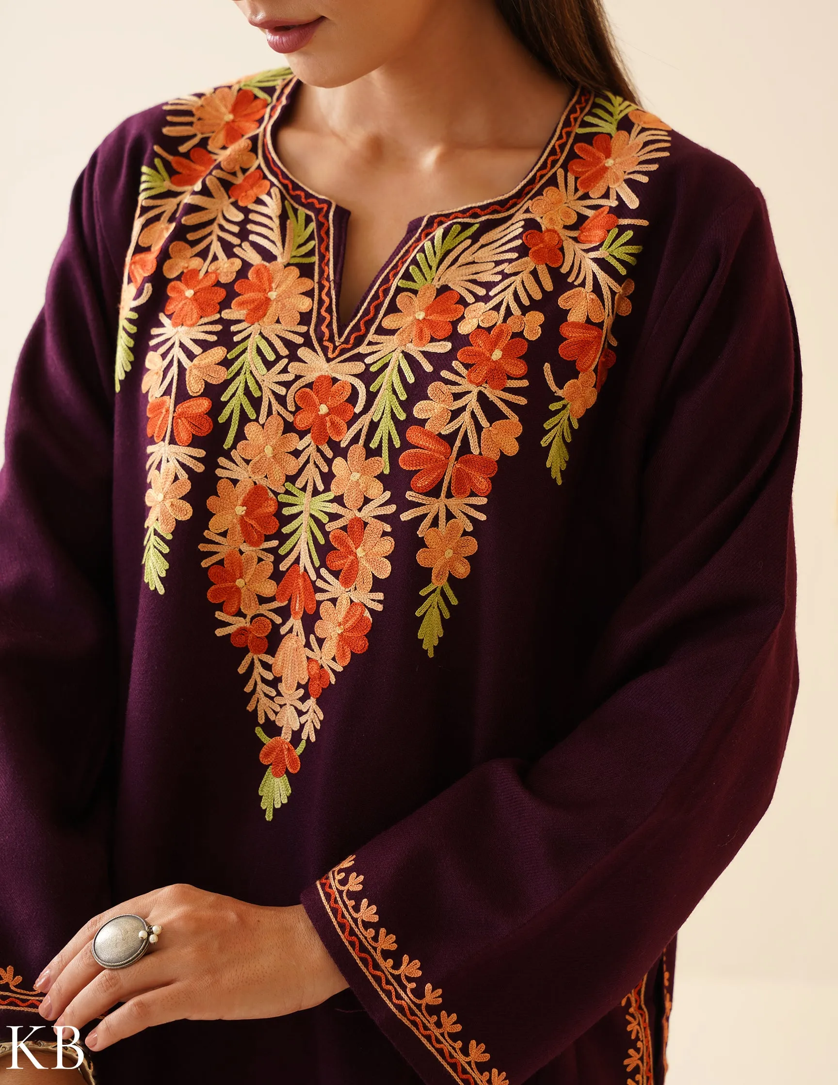 Rang-e-Khizan Deep Plum Aari Phiran