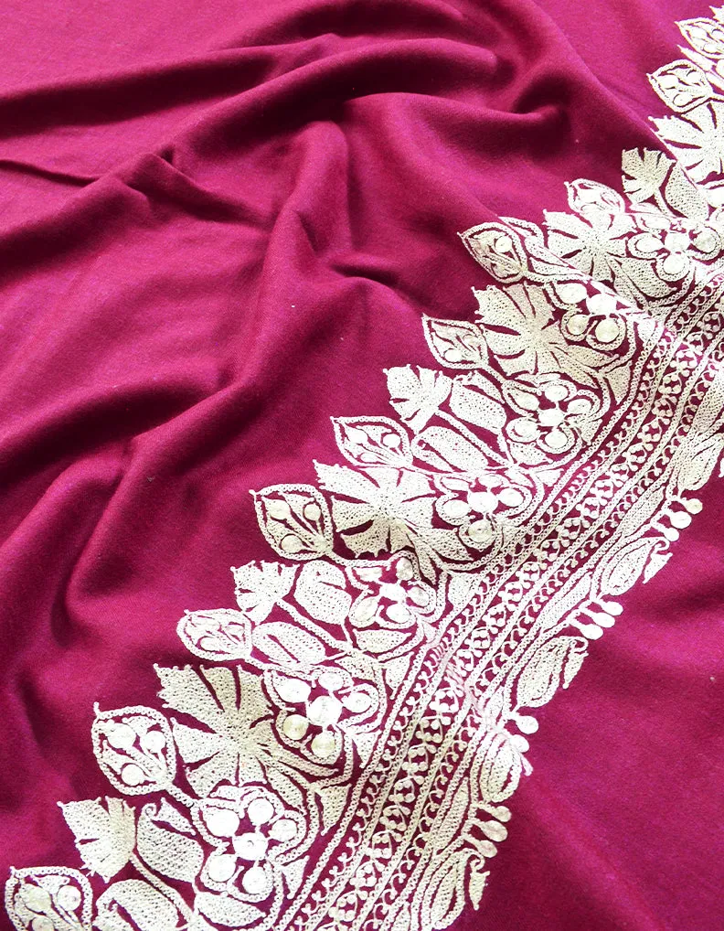 raspberry tilla embroidery pashmina shawl 8430