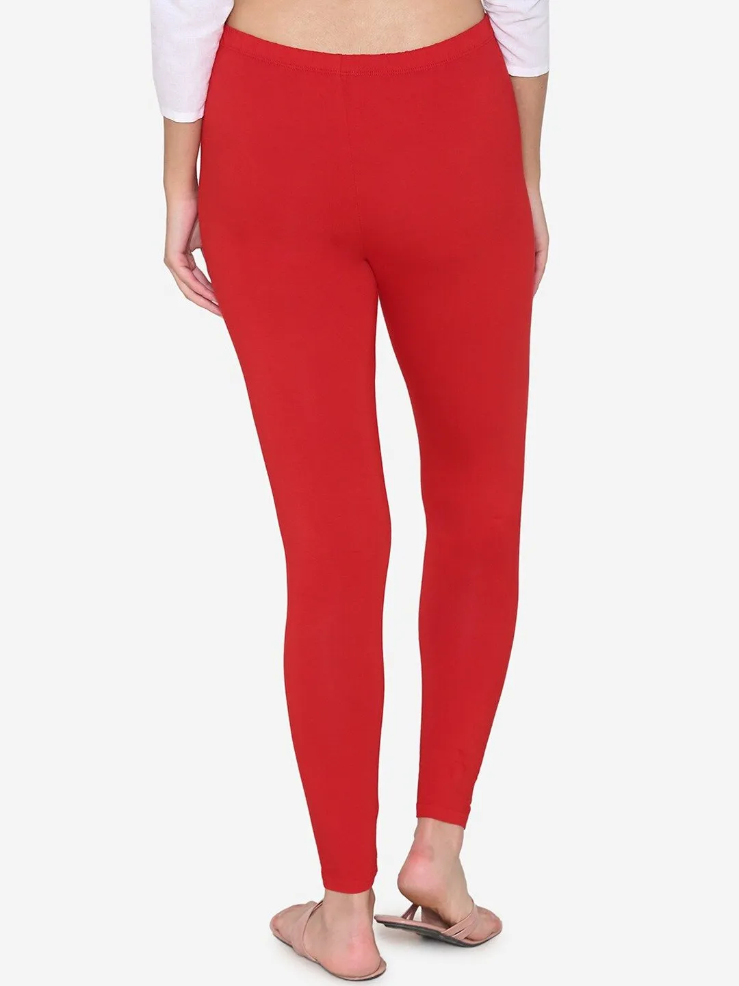 Red ankle length leggings