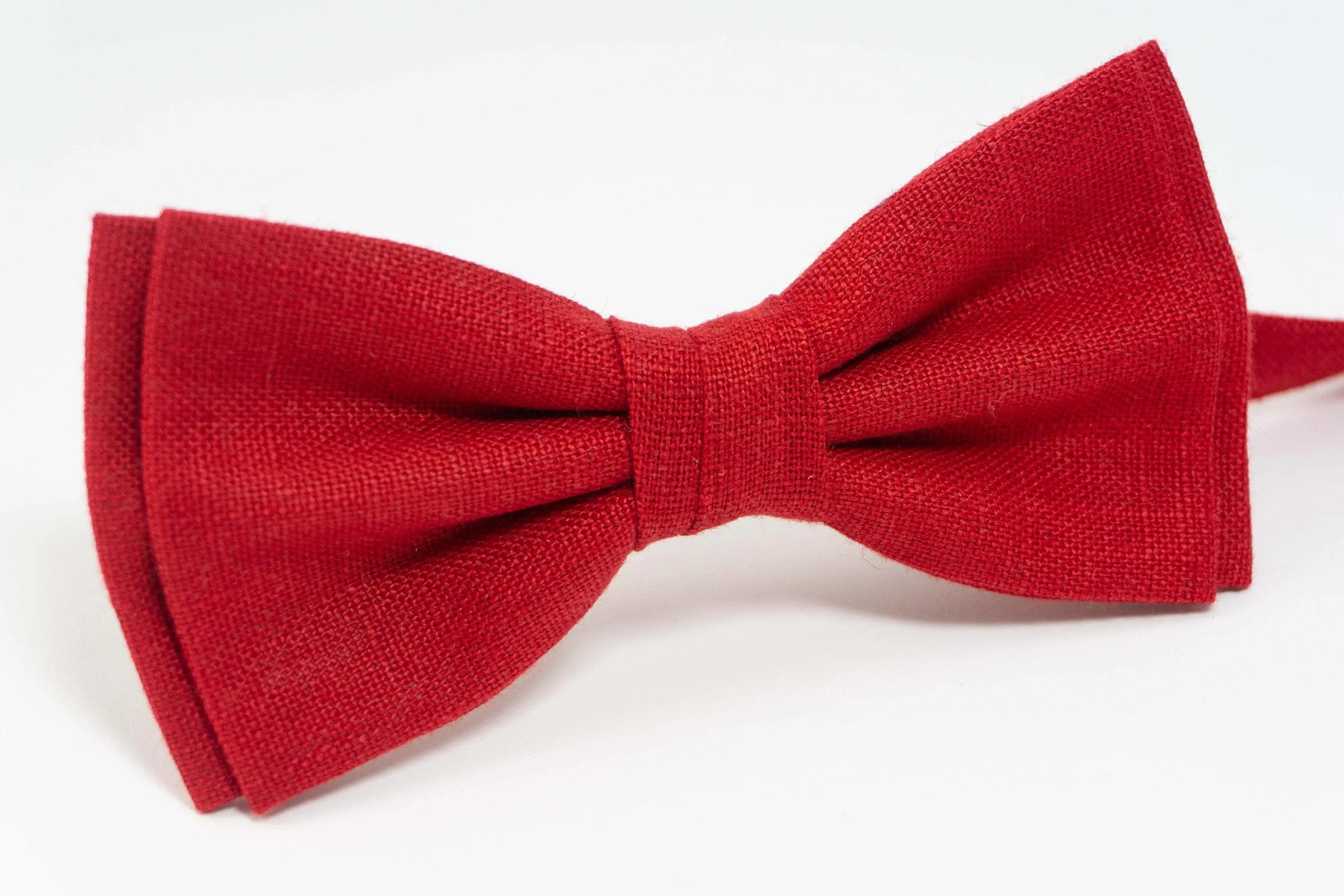 Red color linen bow tie | butterfly bow tie