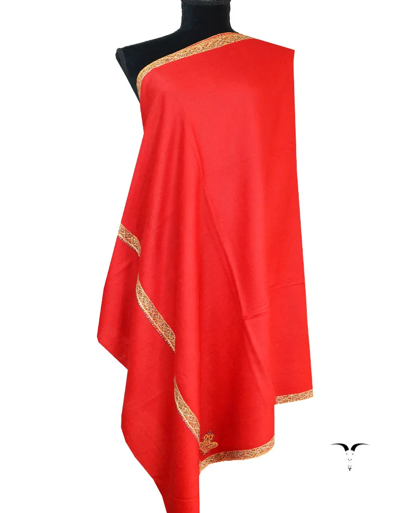 red embroidery pashmina shawl 8551