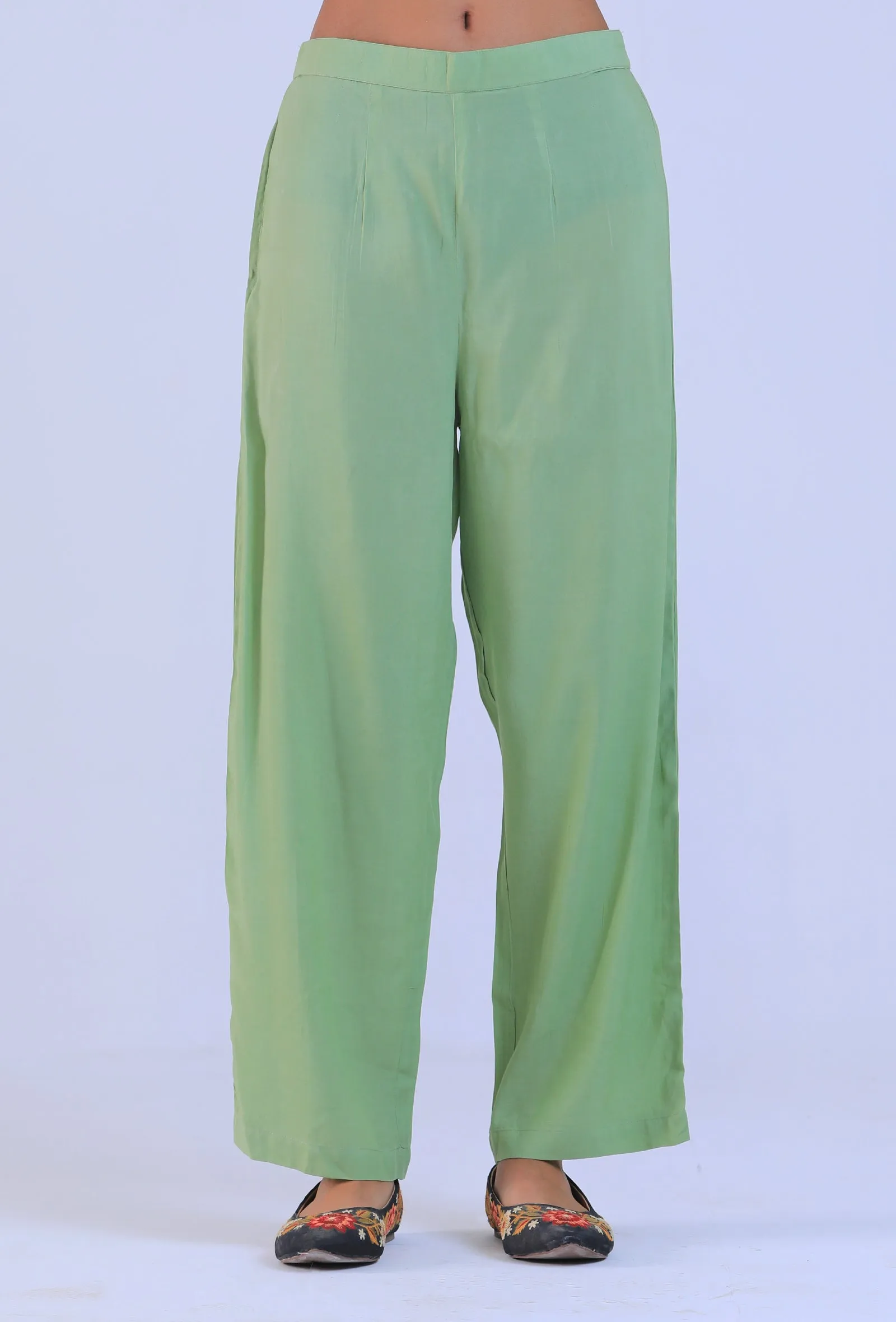 Set Of 2: Green Cotton Kurta with Pant Set