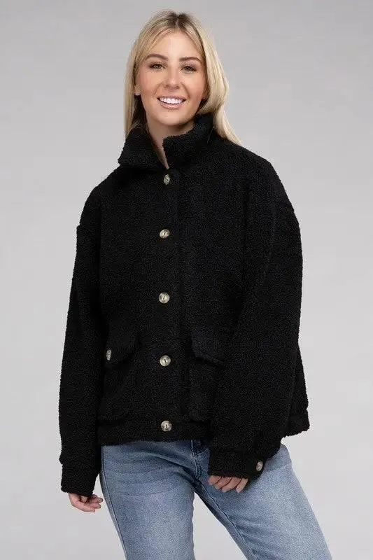 Sherpa button-front jacket