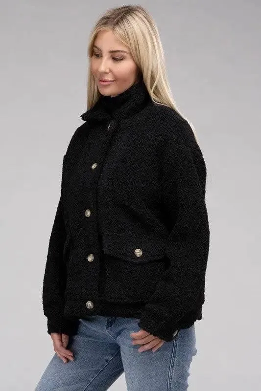 Sherpa button-front jacket