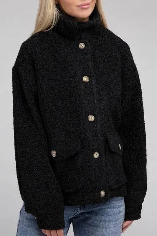 Sherpa button-front jacket