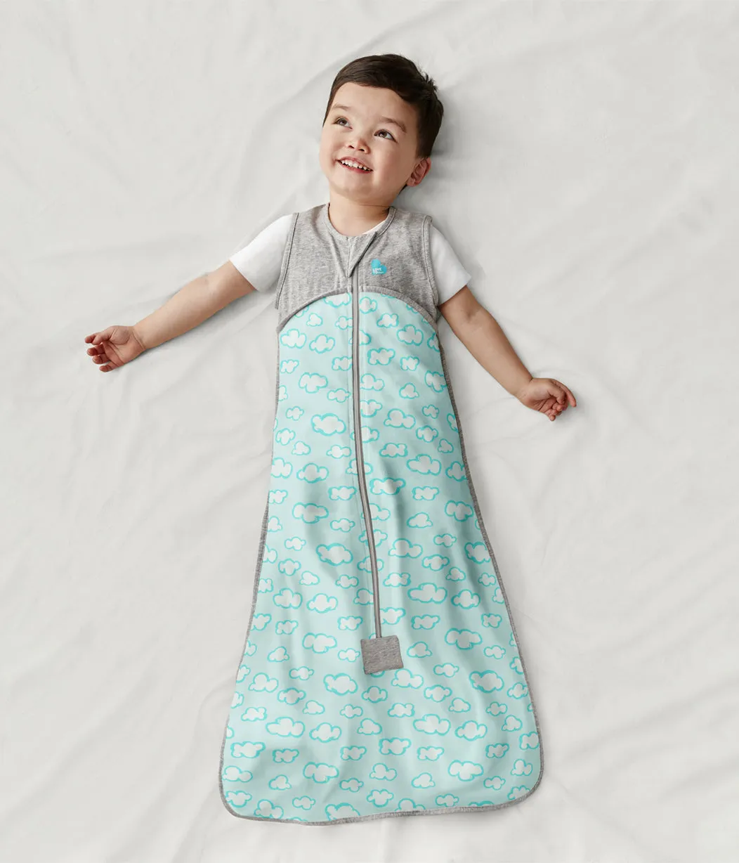 Organic Cotton Sleep Bag - 0.2 TOG for 24-27°C - Turquoise Clouds Design