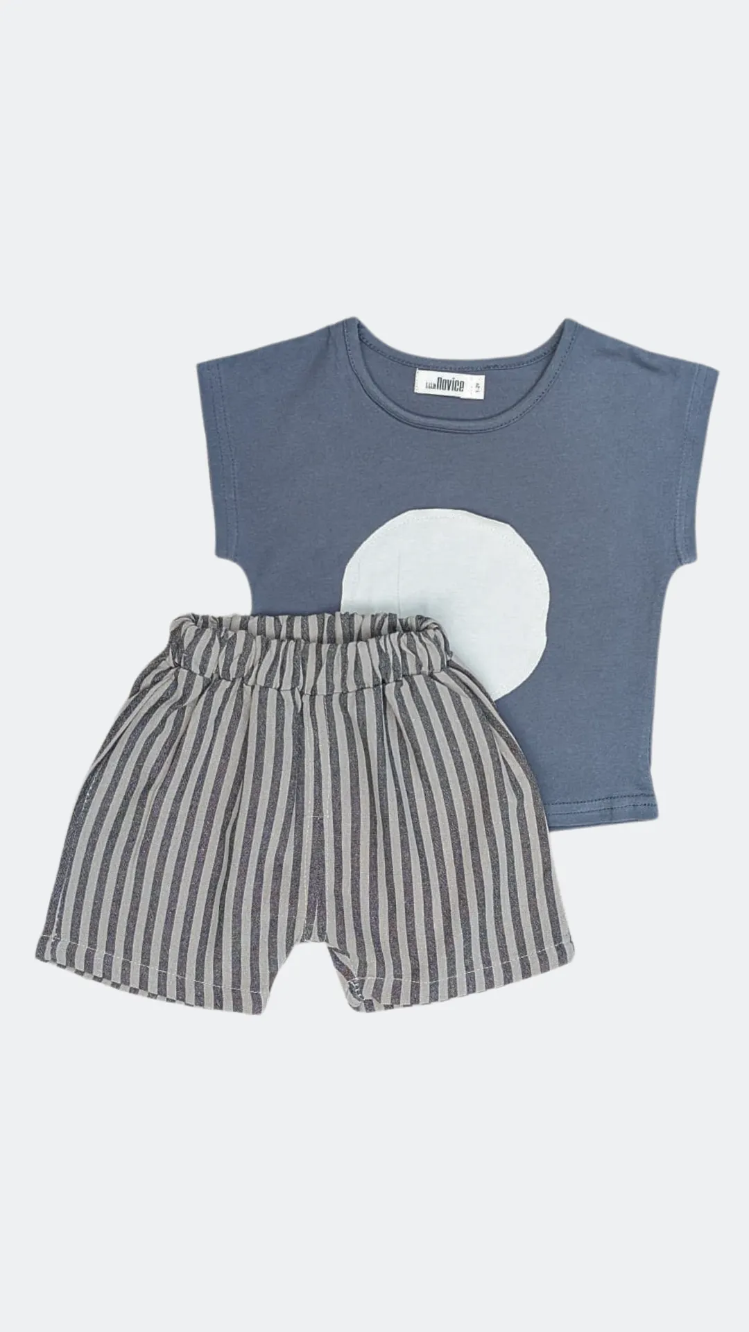 Sleeveless T-Shirt with Striped Shorts Set