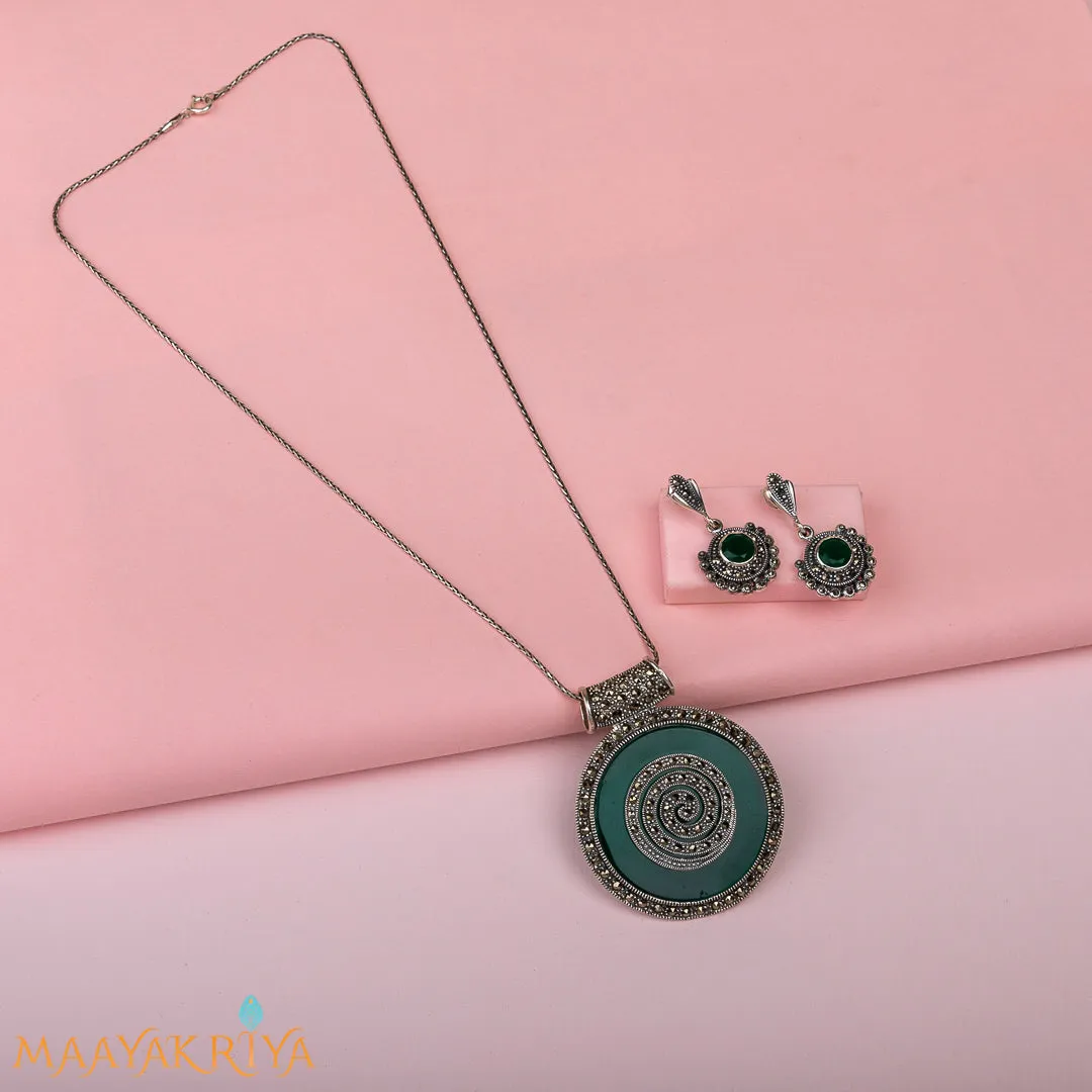 Spiral Marcasite Pendant Set