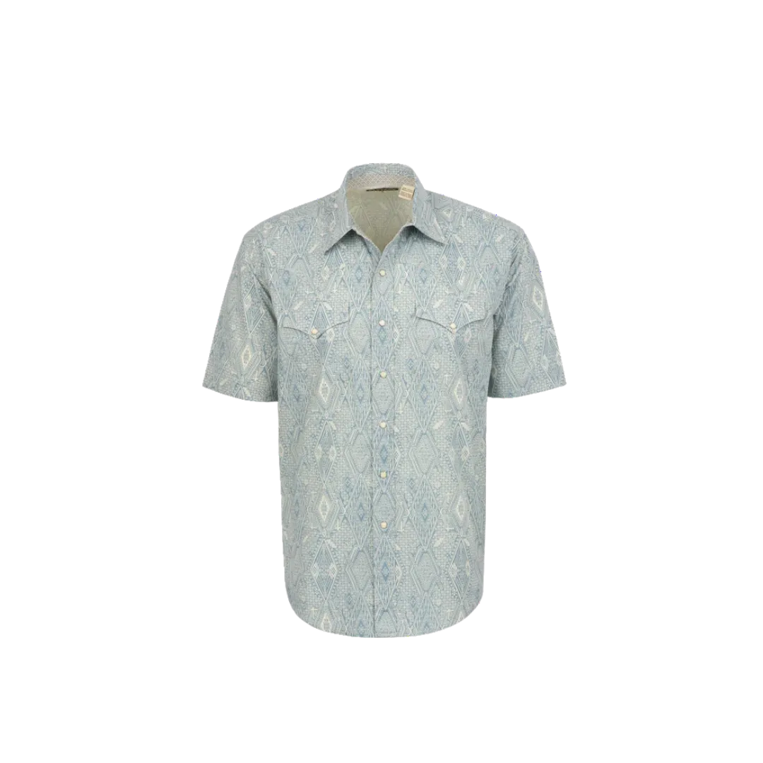 Stetson Apparel Men's Ghost Aztec Snap Front Blue Shirt