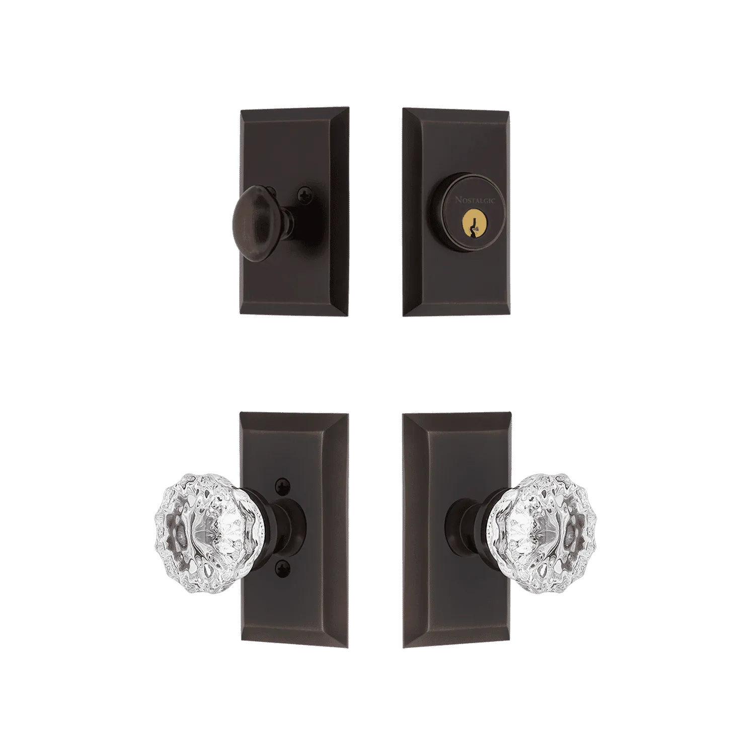 Studio Entry Set with Crystal Knob in Timeless Bronze