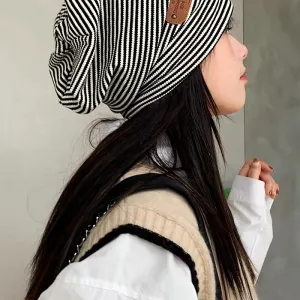 Stylish Striped Beanie Trendy Lightweight  Windproof for Women