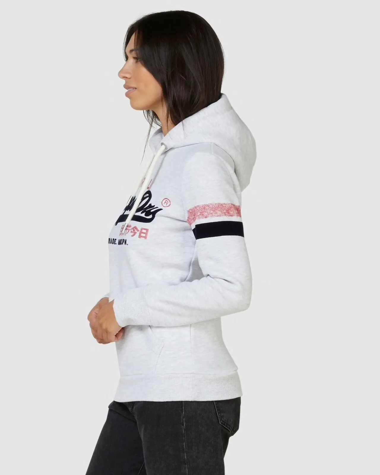 SUPERDRY VL VARSITY HOOD IN ICE MARLE