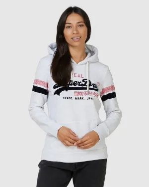 SUPERDRY VL VARSITY HOOD IN ICE MARLE