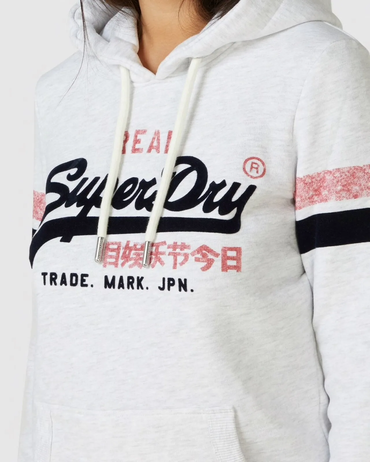 SUPERDRY VL VARSITY HOOD IN ICE MARLE