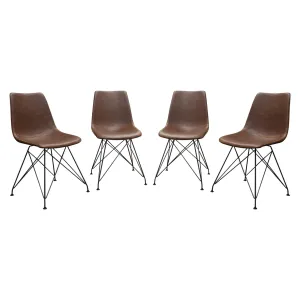 Theo Set of (4) Dining Chairs in Chocolate Leatherette w/ Black Metal Base by Diamond Sofa