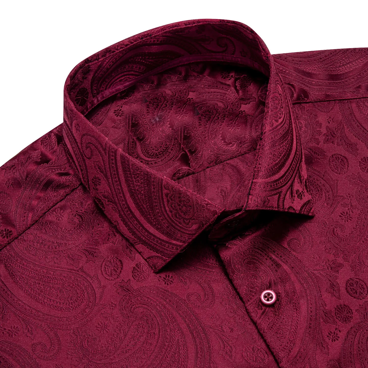 Ties2you Button Down Shirt Burgundy Red Paisley Silk Men's Shirt