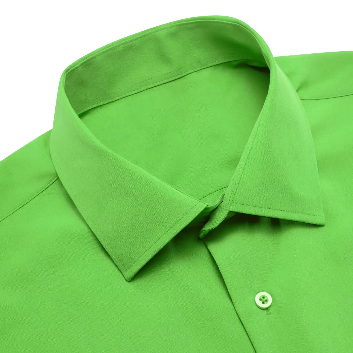 Ties2you Button Down Shirt Chartreuse Green Silk Solid Mens Long Sleeve Shirt