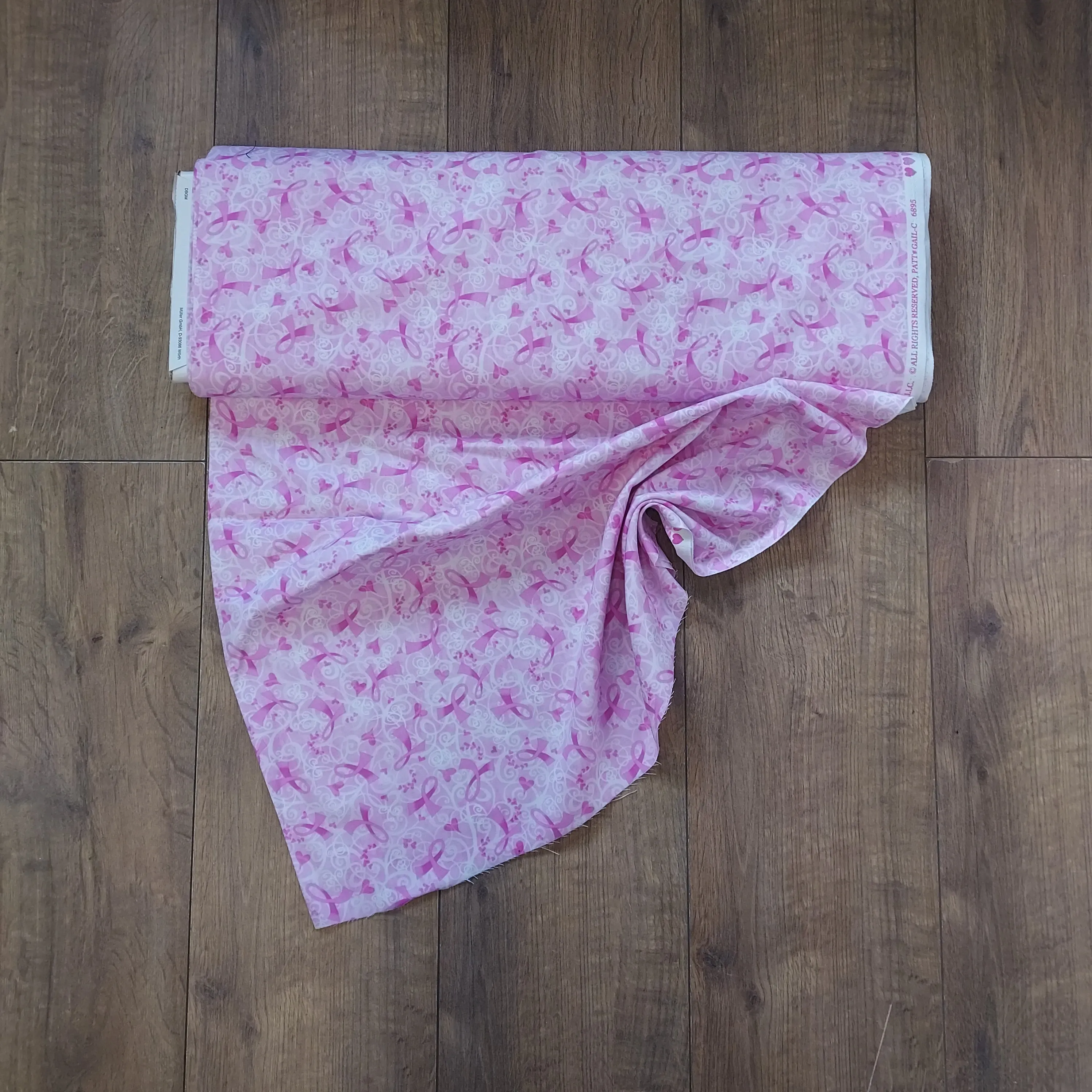 Timeless Treasures 'Think Pink' Pink Ribbons Cotton Fabric.