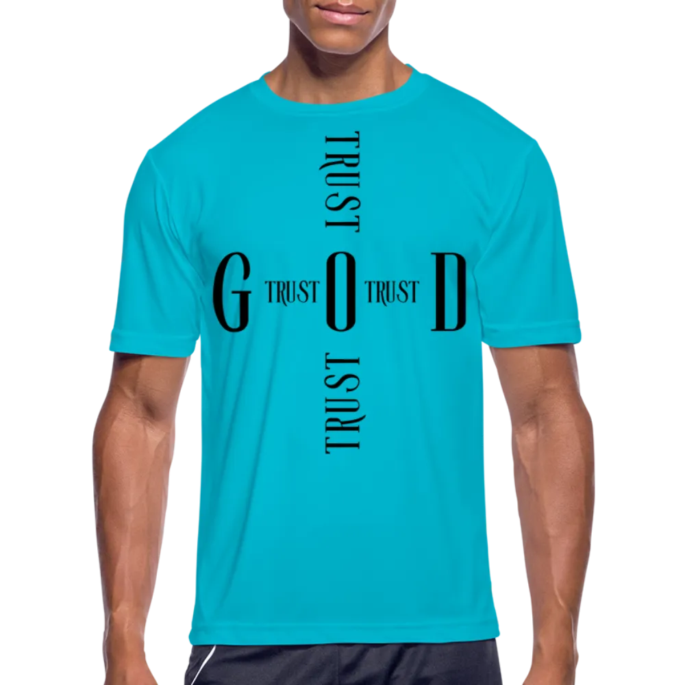 Uniquely You Mens T-Shirt / Sports Performance - Moisture Wicking / Trust God Cross