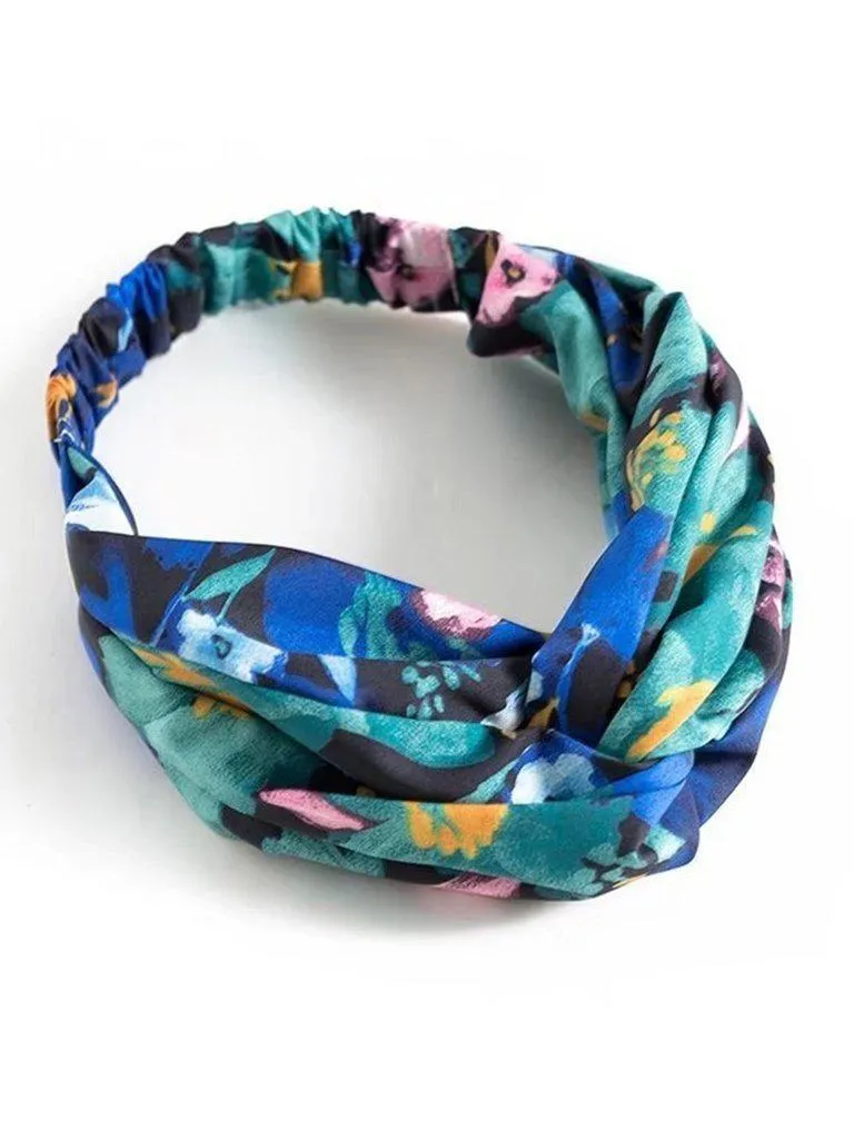 Watercolor Flower Print Twist Headband